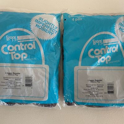 NWT VTG L’eggs Control Top Pantyhose Taupe Size Q Pantyhose Reinforced Toe 8